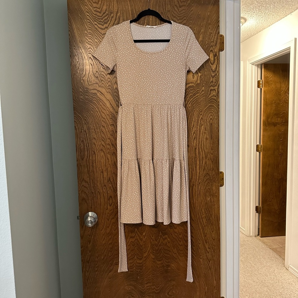 Tan Tiered Fit and Flare Mini Dress